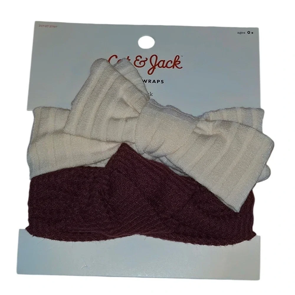 Cat & Jack Headwraps Kids 0+ Cream Burgundy 2-4 Pack Ribbed Bow Knit Lot, NWT